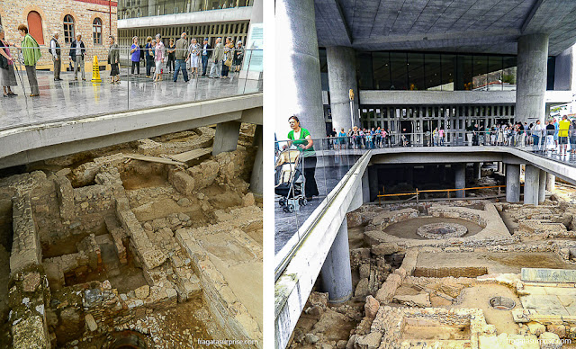 Escavações arqueológicas no Museu da Acrópole de Atenas