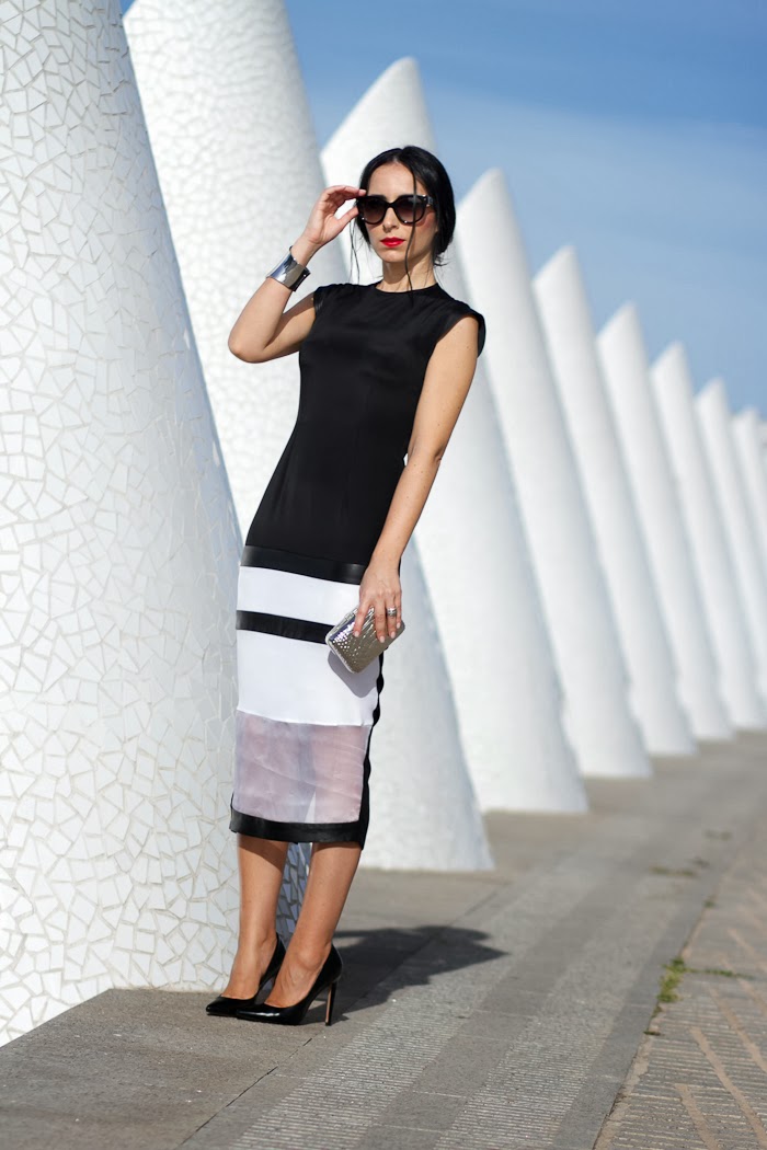 BIANCA DRESS BY CHRISTINE & CHRISTOPHE IN BLACK AND WHITE