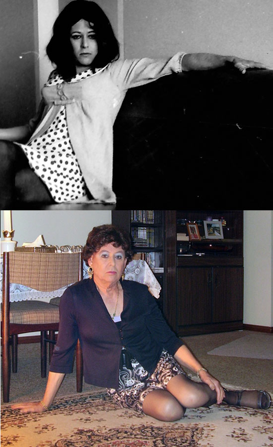 Australian femulator, Lena, in 1973 and 2011