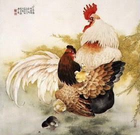петух и курица с цыплятами