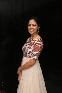 Ritu Varma smiling face Cream Anarkali dress at launch of OPPO New Selfie Camera F3 ~  Exclusive 016.JPG