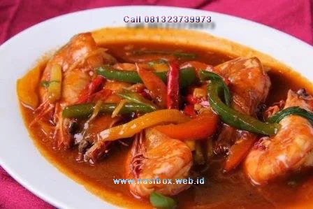 Resep udang semur pedas-nasi box walini ciwidey