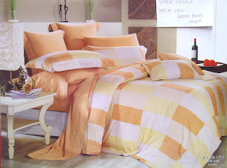 sprei motif kotak salem polos