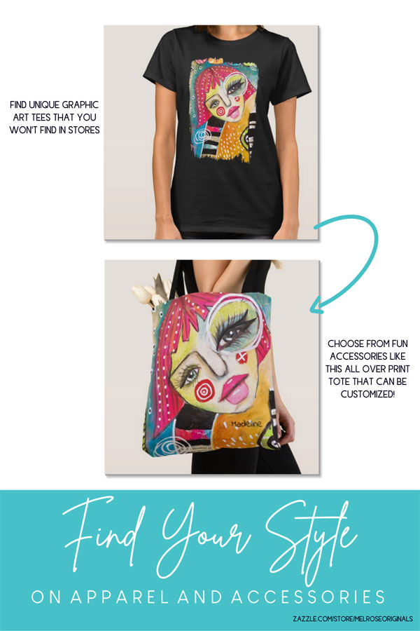 Whimsy Worm Mixed Media Art tote and t-shirt image