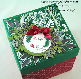 #thecraftythinker  #stampinup  #3dchristmasscene  #christmascard  #cardmaking  #explosionbox  #funfold #winterwoods  #detaileddeer , Christmas card, Explosion Box, 3D christmas scene, Winter Woods, Stampin' Up Australia Demonstrator, Stephanie Fischer, Sydney NSW