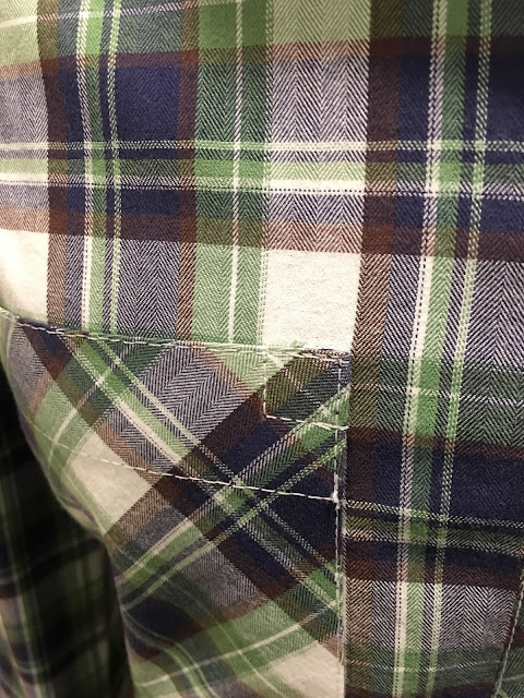 Mood Fabrics' plaid flannel Archer shirts - pocket detail