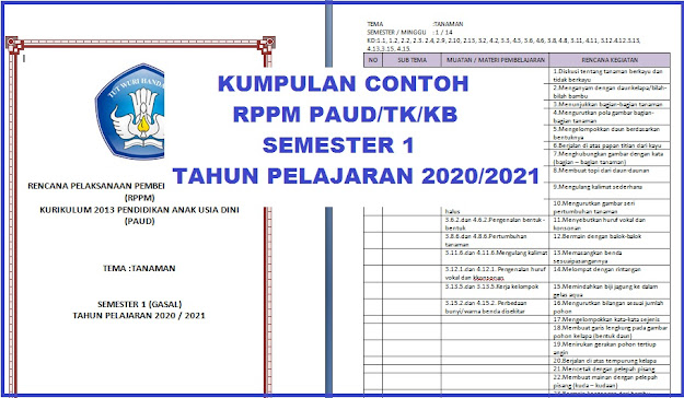Kumpulan Contoh RPPM PAUD/TK/KB Semester 1 Kurikulum 2013 Tahun Pelajaran 2020/2021
