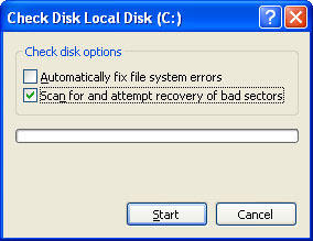 check disk to speed up your slow pc