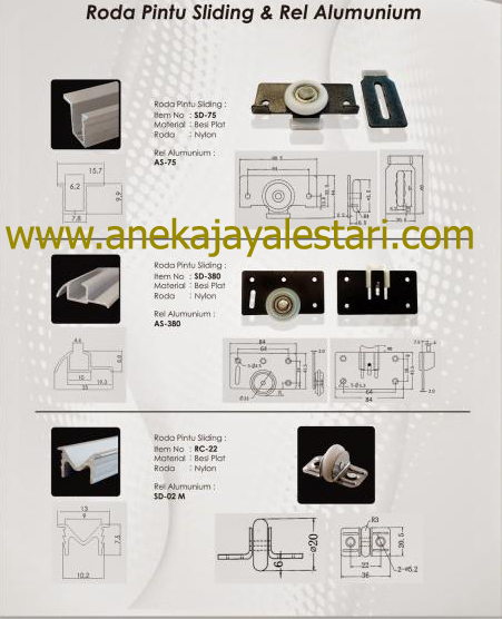 Roda Pintu Sliding dan Rel Aluminium Toko Aneka Jaya Lestari