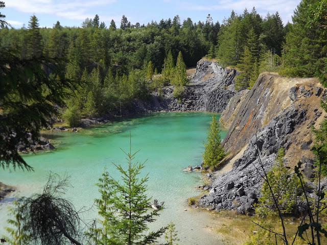 A few "bays" in the turquoise waters of the  Texada Island limestone quarry (2011-08-23)