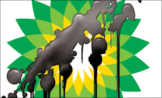 Oil spill on BP logo