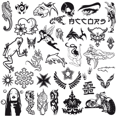 1 of 6 collections of some tattoo cliparts. Authors unknown. 1 AI : 2,9 MB
