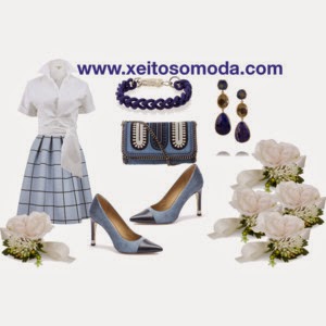 imagen look comunion falda midi fruncida