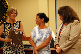 School Committee Chair Paula Mullen, Maureen Barker, School Superintendent Maureen Sabolinski