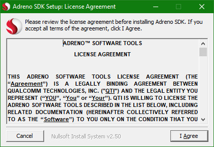 The installer program showing a completely separate license agreement from the previous one.