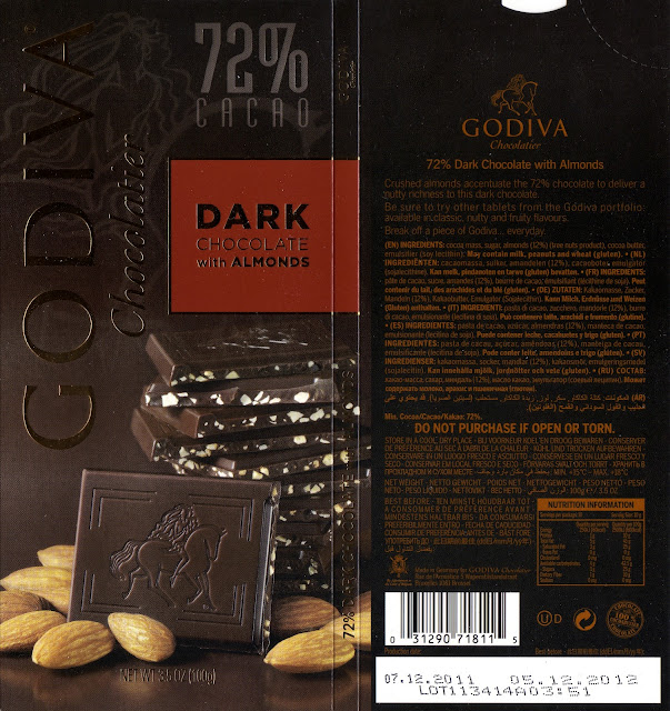 tablette de chocolat noir gourmand godiva noir amandes