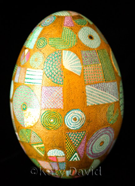 ©Katy David, Friday Egg: So Below, Goose Egg Pysanky with 23K Gilding