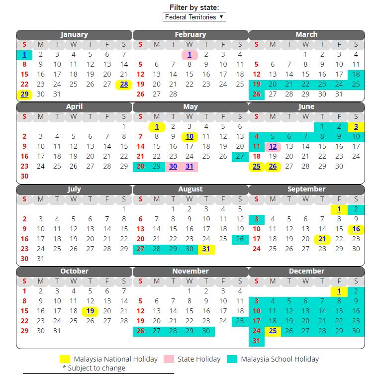Public Awareness Public Holidays Malaysia 2017 With Long Weekend Planner