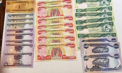 Current Iraqi Dinar Banknotes from Various Denominations