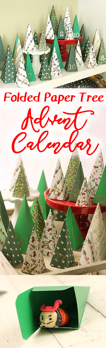 Create little three dimensional paper trees out of paper or cardstock and fill them with treats for the most adorable DIY advent calendar.  A little paper forest christmas countdown that looks just as cute on the shelf as it is fun to open! 