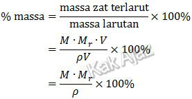 Rumus persen massa yang berhubungan dengan molaritas massa jenis
