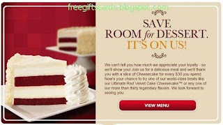 Free Printable Cheesecake Factory Coupons