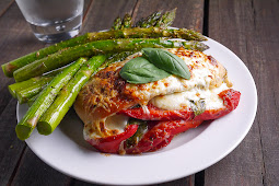 ROASTED RED PEPPER, MOZZARELLA AND BASIL STUFFED CHICKEN
