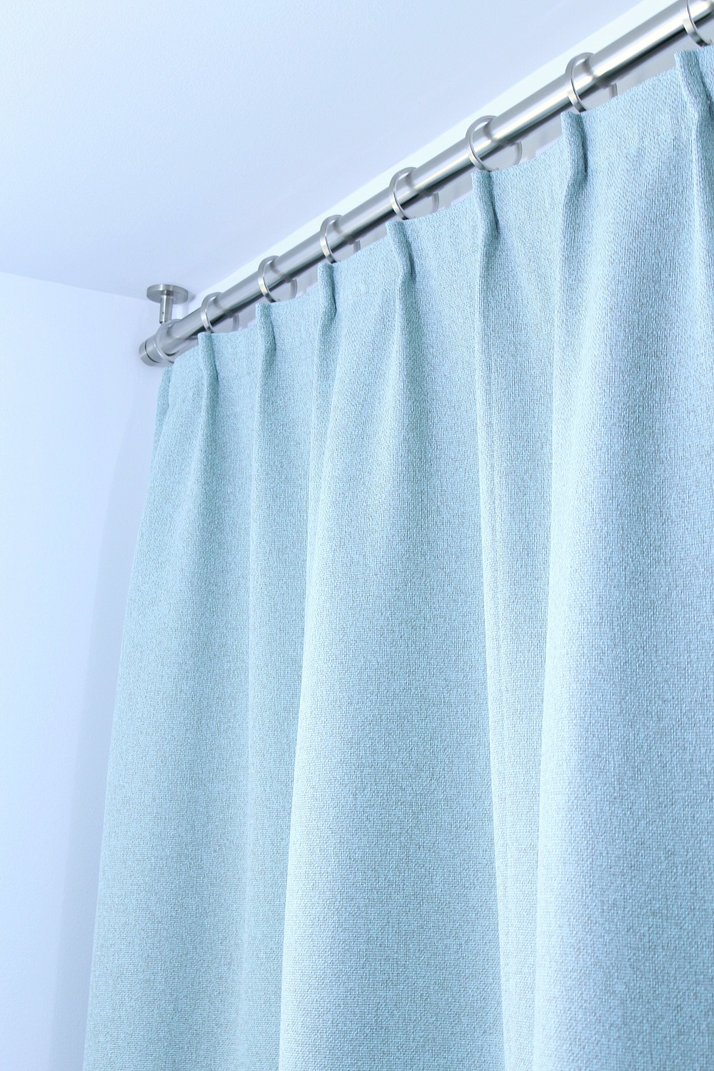 Bathroom Update: Ceiling Mounted Shower Curtain Rod + Turquoise ... - Ceiling Mounted Shower Curtain Rod + Turquoise Shower Curtain in Modern  Bathroom Reno | www.