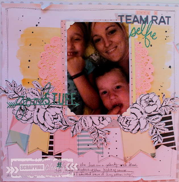 "Team Rat" layout by Bernii Miller for ScrappingClearly using Heidi Swapp products. 