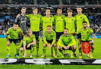 MANCHESTER UNITED F. C. Temporada 2022-23. David De Gea, Victor Lindelöf, Diogo Dalot, Casemiro, Alejandro Garnacho, Cristiano Ronaldo. Lisandro Martínez, Donny van de Beek, Christian Eriksen, Luke Shaw, Bruno Fernandes. REAL SOCIEDAD DE FÚTBOL 0 MANCHESTER UNITED F. C. 0 Jueves 03/11/2022, 18:45 horas. Liga Europa de la UEFA, fase de grupos, Grupo E, jornada 6. San Sebastián, Gupúzcoa, España: Reale Arena: 36.744 espectadores. GOLES: 0-1: 17’ Garnacho.