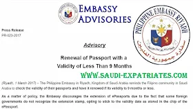 FILIPINOS SHOULD RENEW PASSPORT BEFORE 9 MONTHS