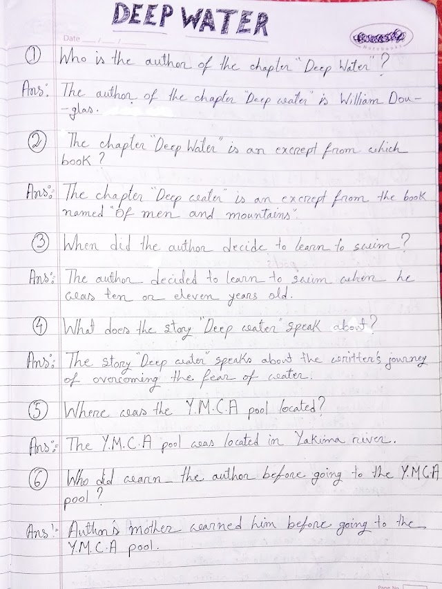 Deep Water | Class 12 English Questions and Answers 