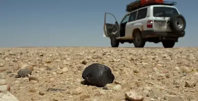 meteorite in desert