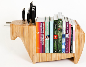 knife rack, book holder, and cutting board - shaped like a bull