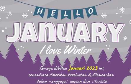 kata kata selamat datang bulan januari 2023 kartun