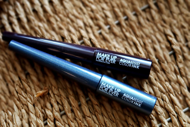 Make Up For Ever Aqua Resist Color Ink 24HR Waterproof Liquid Eyeliner in Striking Chameleon and Matte Plum Review, Photos, Swatches