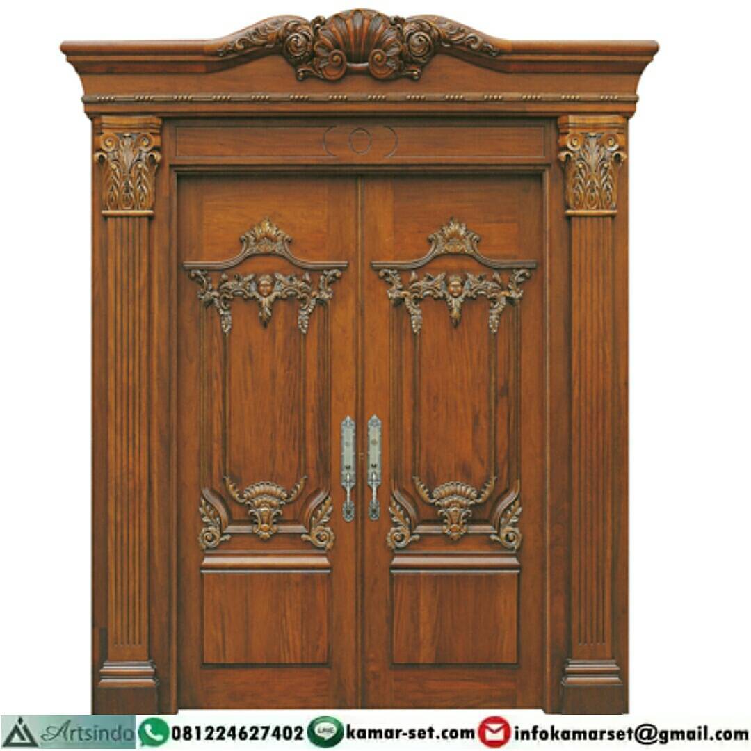 Model Pintu  2 Daun Yang Unik  Pintu  Rumah Warna Coklat 