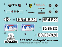 Italeri 1/24 LAMBORGHINI DIABLO (3685) Colour Guide & Paint Conversion Chart