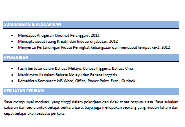 Contoh Resume Pemandu - Wall PPX