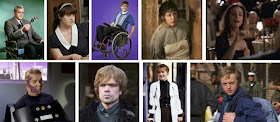 Collage of disabled TV characters: Chief Robert Ironside, Addie Langdon, Artie Abrams, Jewel, Joey Lucas, Capt. Christopher Pike, Tyrion Lannister, Dr. Kerry Weaver, Corky Sherwood