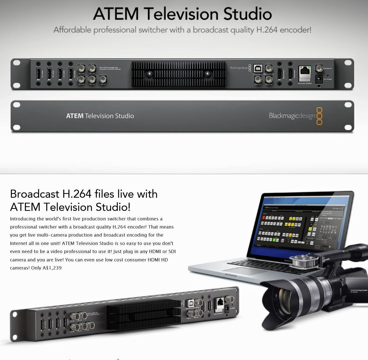 DATV DVB-T BlackMagic Design ATEM TV Studio: Proof of concept