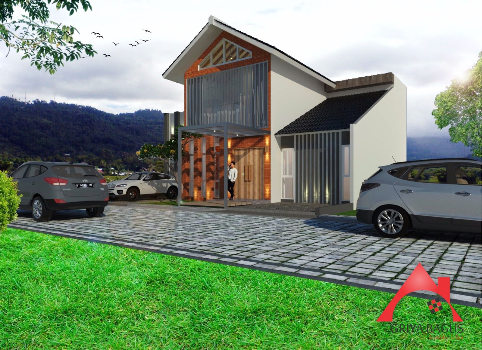 Desain Eksterior Rumah Tropis 2 Lantai Di Yogyakarta Griya Bagus