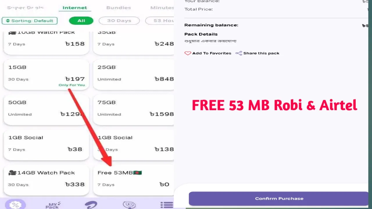 Robi & Airtel সিমে 53MB Free বিজয় দিবস অফার