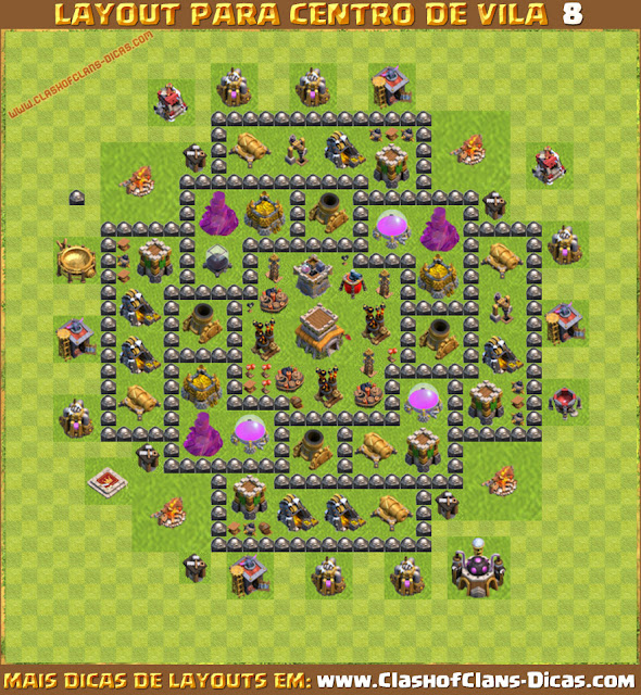 Layout para Centro de Vila 8 em Clash of Clans - TH8