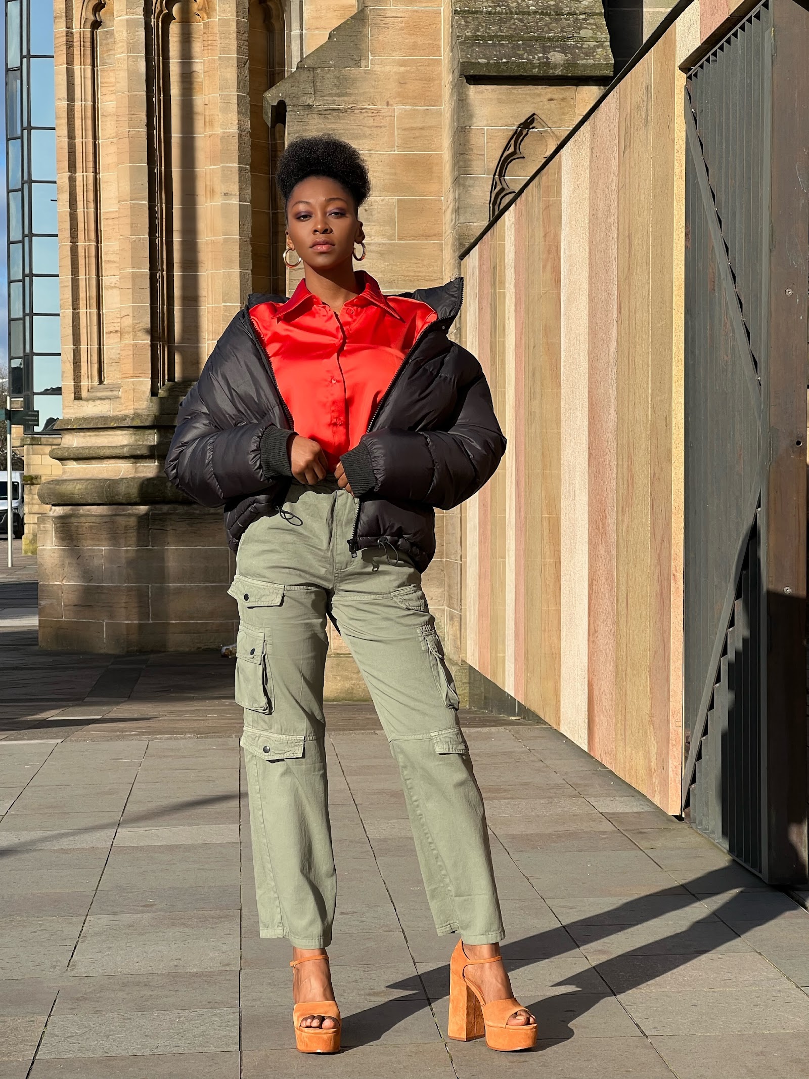 How to style cargo pants and a satin blouse