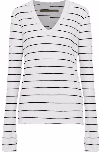 enzo costa striped melange cotton and cashmere blend top