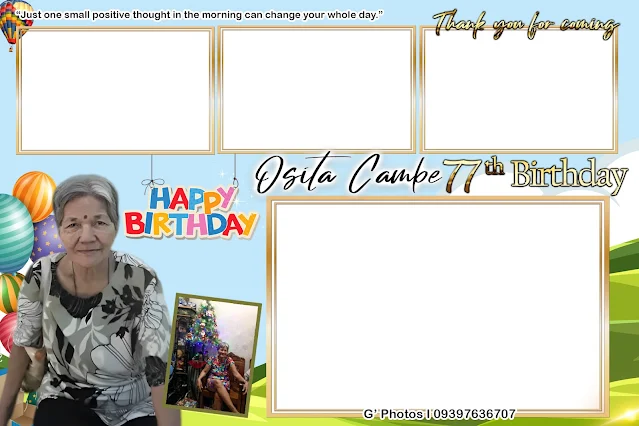 Sample 77th birthday photo booth layout