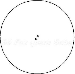 Com centro no ponto C, traçar uma circunferência