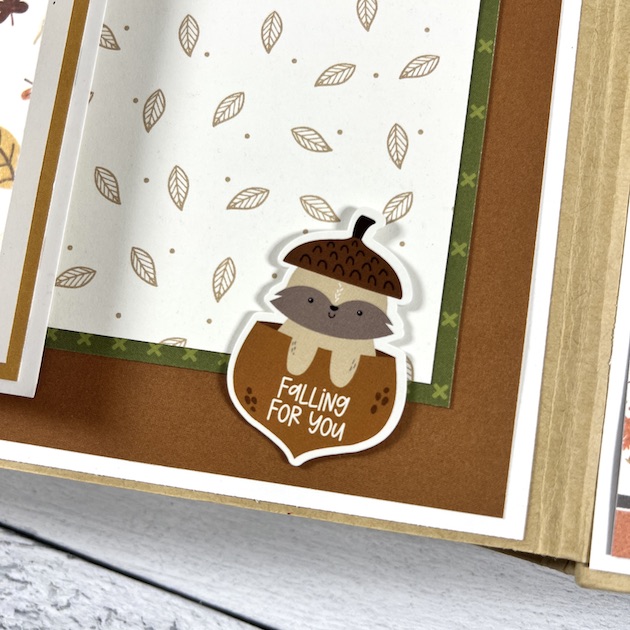 Fall Scrapbook Album page with acorns and leaves