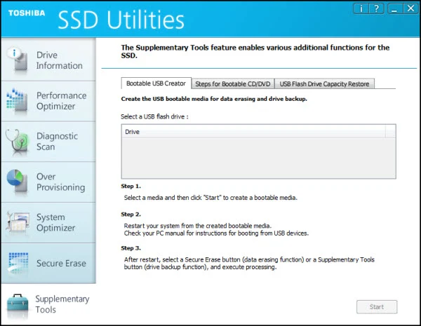 اداة Toshiba SSD Utilities